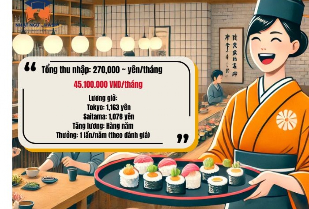 Việc làm ngành nhà hàng tại Tokyo & Saitama – Thu nhập 270,000 yên/tháng style=