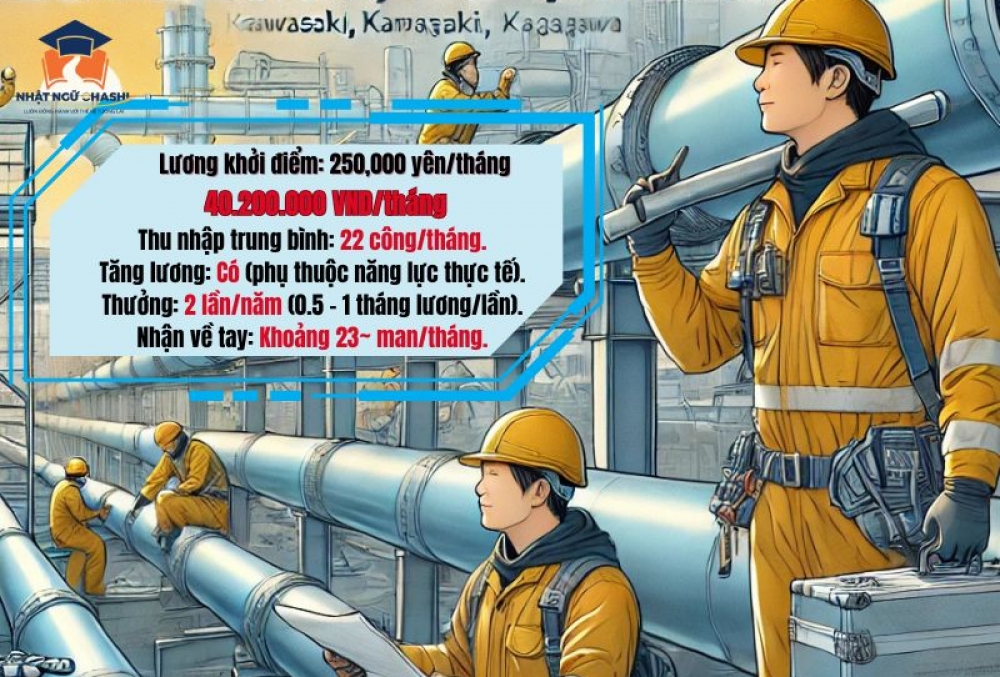Đơn Hàng Đường Ống Xây Dựng Tại Kawasaki – Lương Cao 250,000 Yên/Tháng, Thưởng 2 Lần/Năm style=