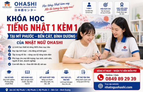 Khóa Học Tiếng Nhật 1 Kèm 1 Tại Mỹ Phước Bến Cát, Bình Dương – Lộ Trình Cá Nhân Hóa Tại Nhật Ngữ Ohashi style=