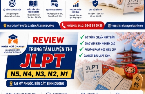 Review trung tâm luyện thi JLPT N5, N4, N3, N2, N1 tại Bến Cát, Bình Dương style=