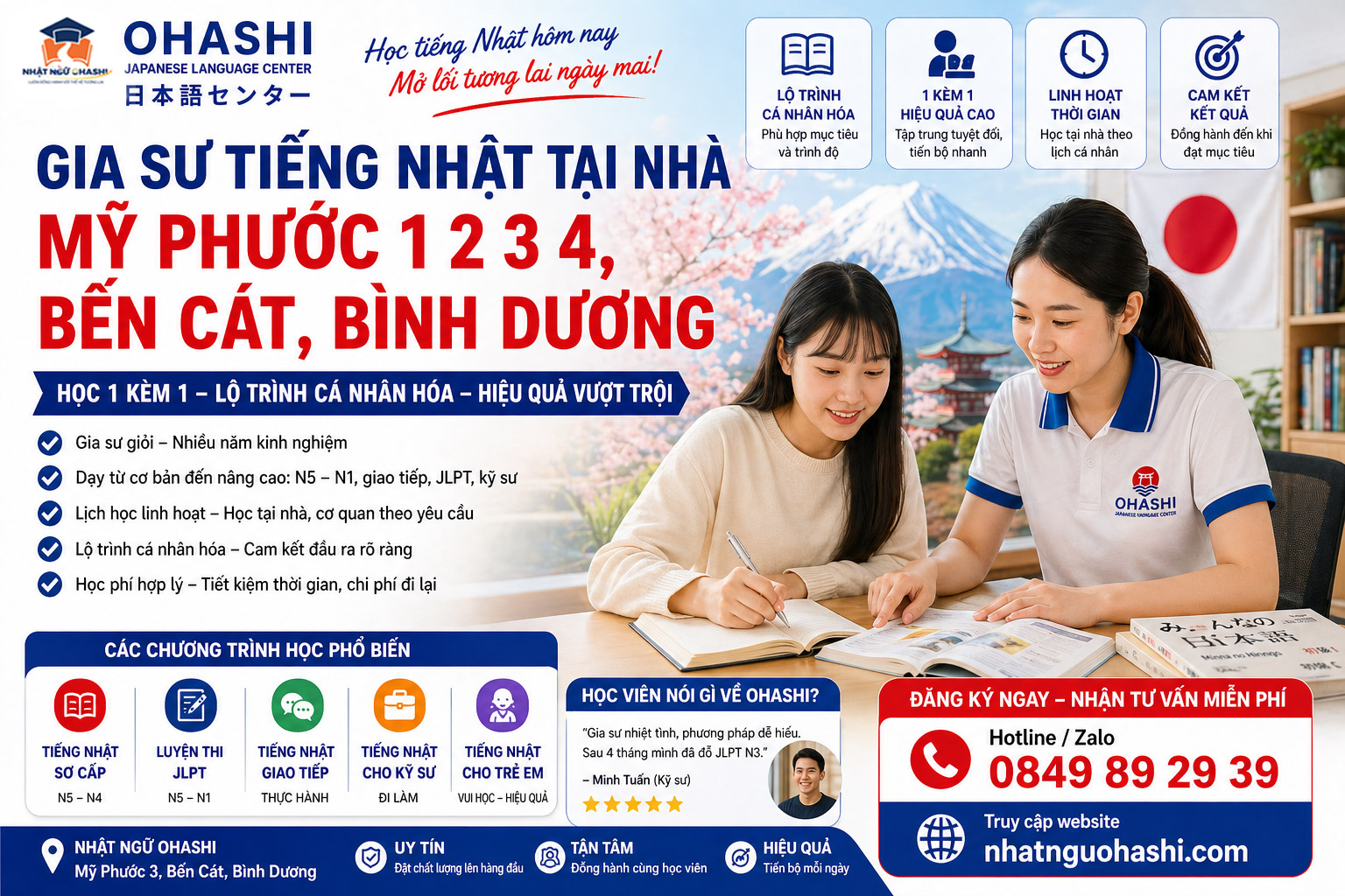 Gia Sư Tiếng Nhật Tại Nhà Ở Khu Vực Mỹ Phước 1 2 3 4, Bến Cát, Bình Dương