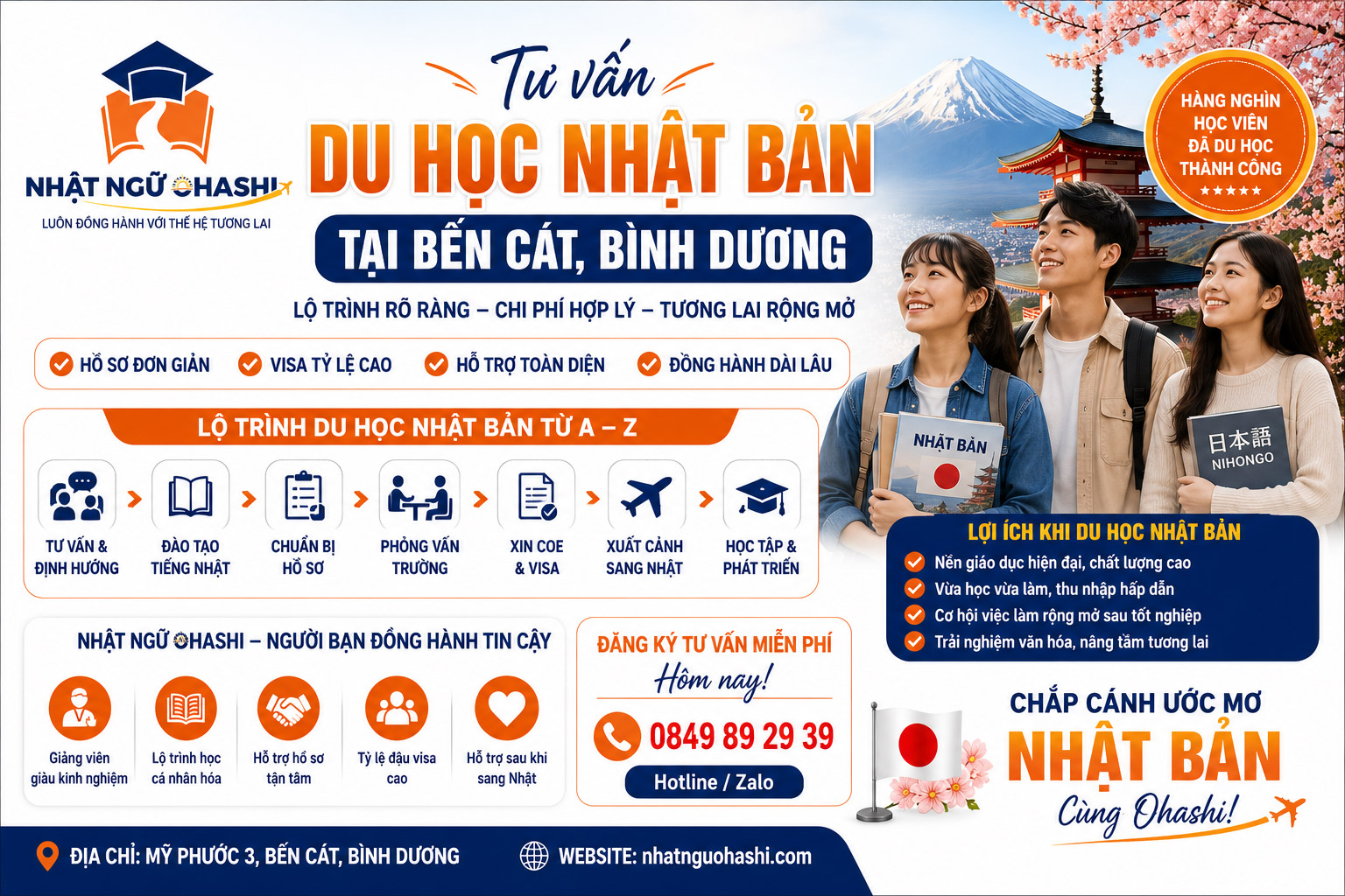 du học nhật bản cùng nhật ngữ ohashi tại bến cát, bình dương