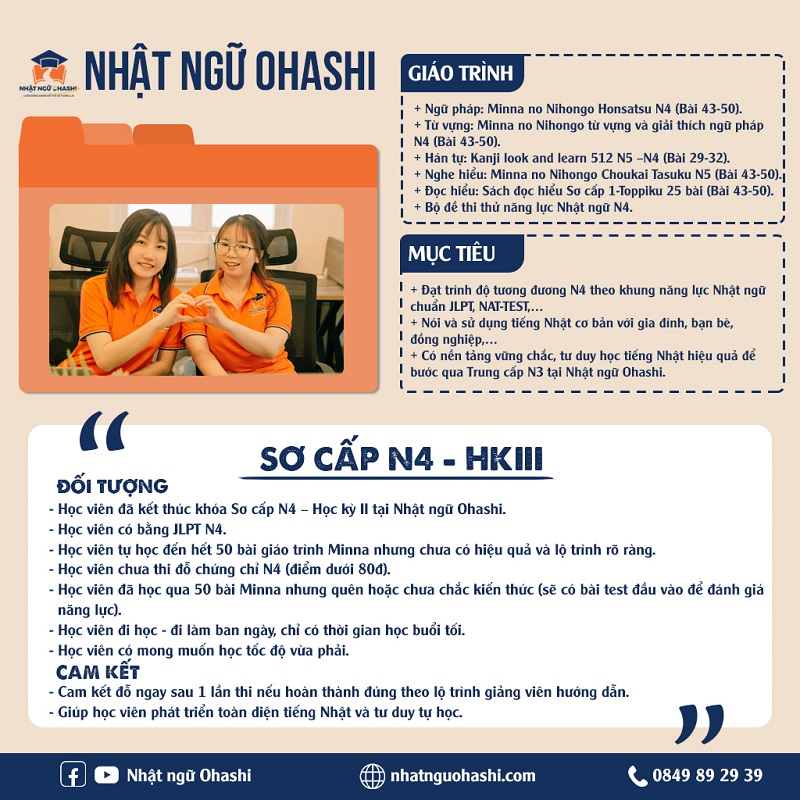 khóa học tiếng Nhật sơ cấp