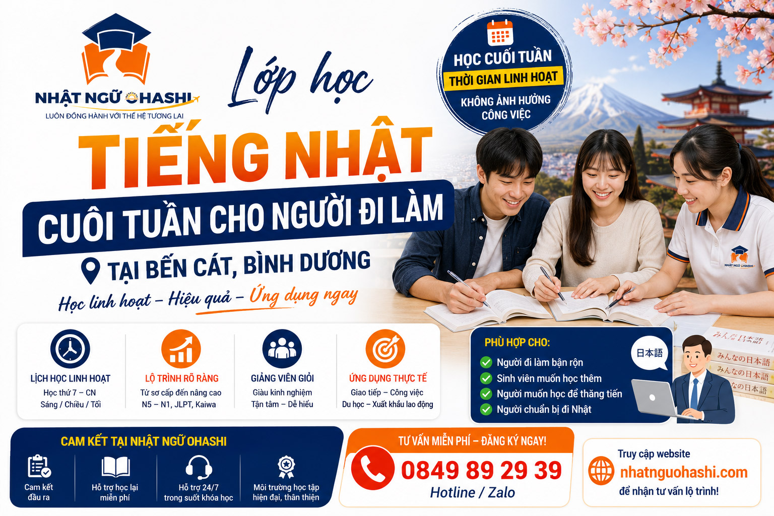 Lớp học tiếng nhật cuối tuần tại mỹ phước, bến cát, bình dương 
